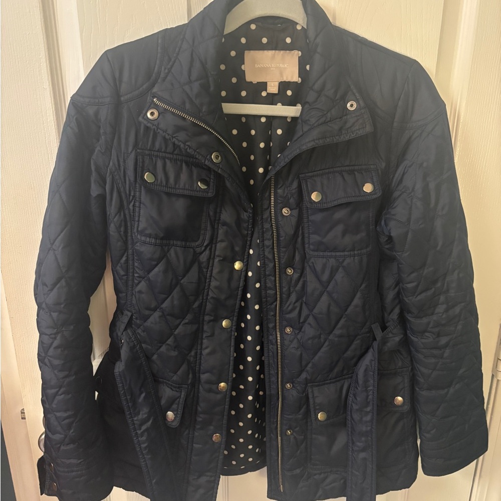 Banana Republic Navy Quilted Utility Jacket